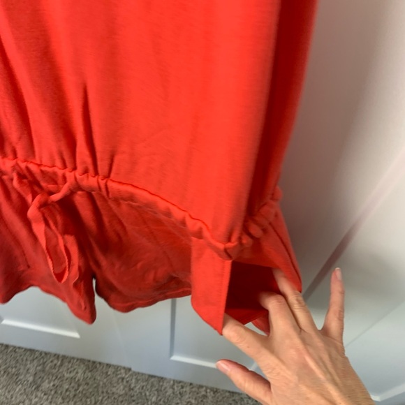 NWT Lou & Grey Signaturesoft sleeveless romper MEDIUM coral orange Pocket Lounge - Picture 6 of 8